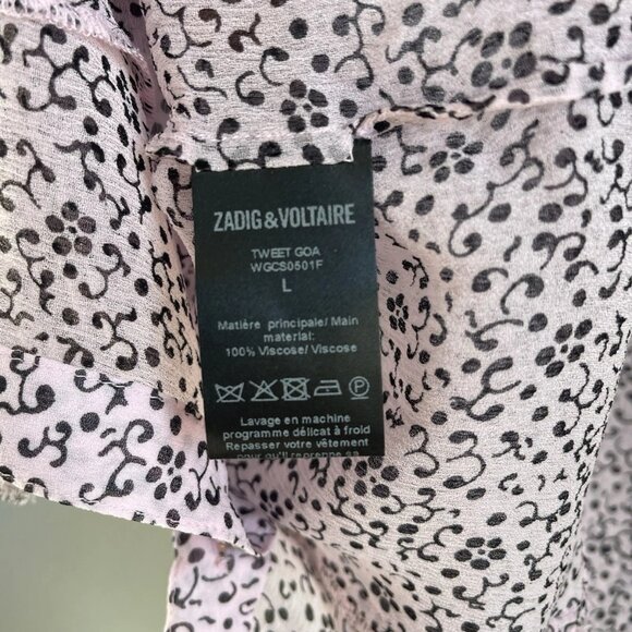 Zadig & Voltaire Lavender Purple Ditsy Floral Tweet Goa Semi Sheer Blouse - Picture 7 of 9